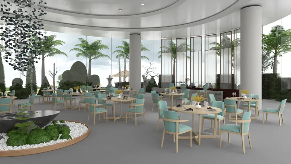 Furnitur Banquet Hotel Ngaruhi Faktor Eksternal Meja lan Kursi Makan Kayu Solid 1