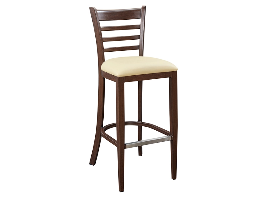 რესტორნის ხის მარცვლეულის ალუმინის ბარის სკამი ზურგით Yumeya YG7162 1